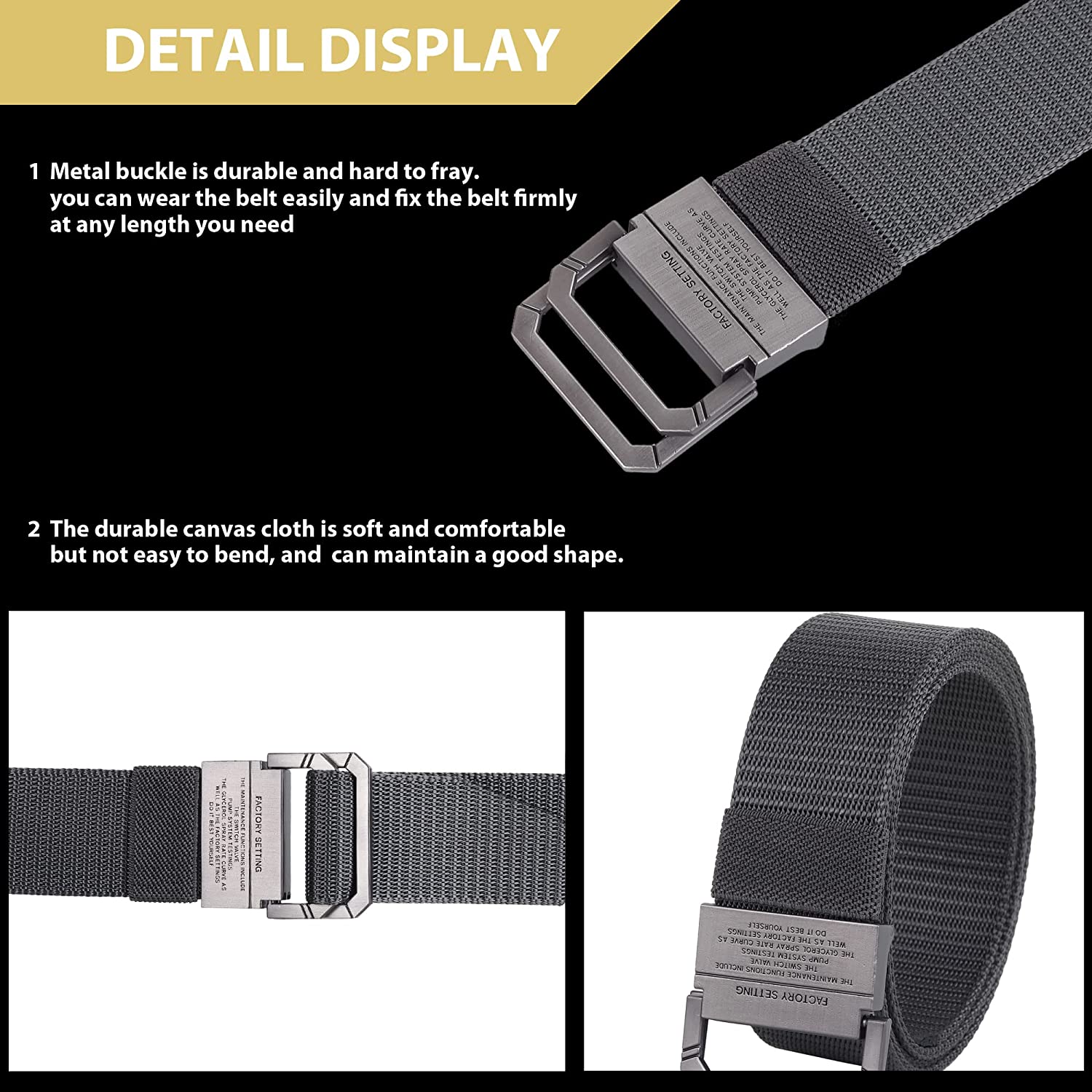 USL Double Ring Nylon Woven Fabric Belt for Men/Women/Unisex Free Size