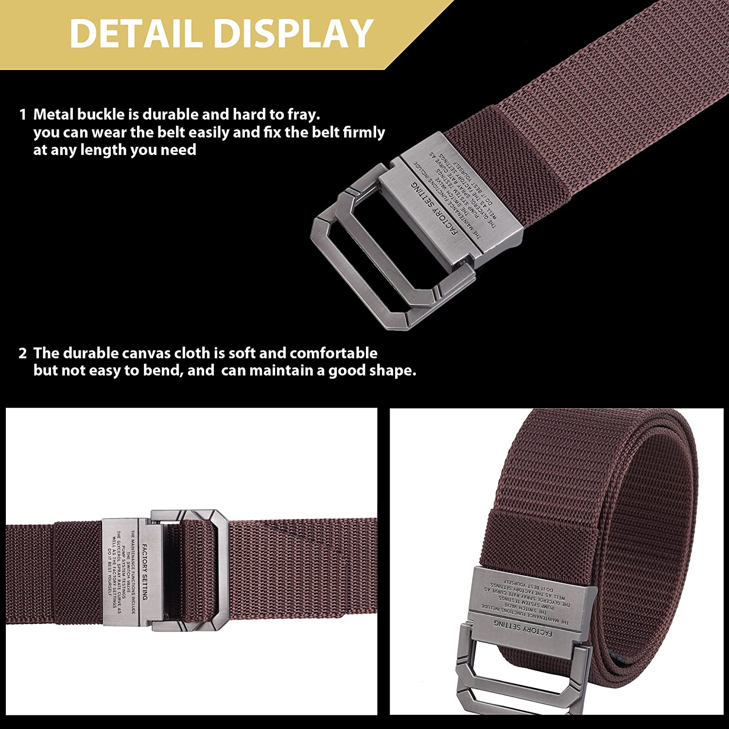 USL Double Ring Nylon Woven Fabric Belt for Men/Women/Unisex Free Size