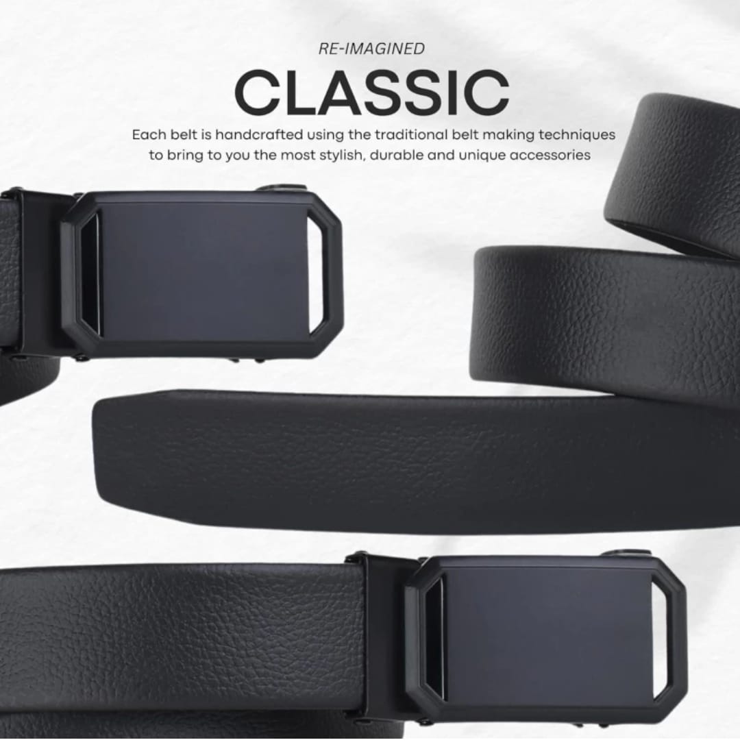 USL Autolock Men's PU Leather Grip Belt Black