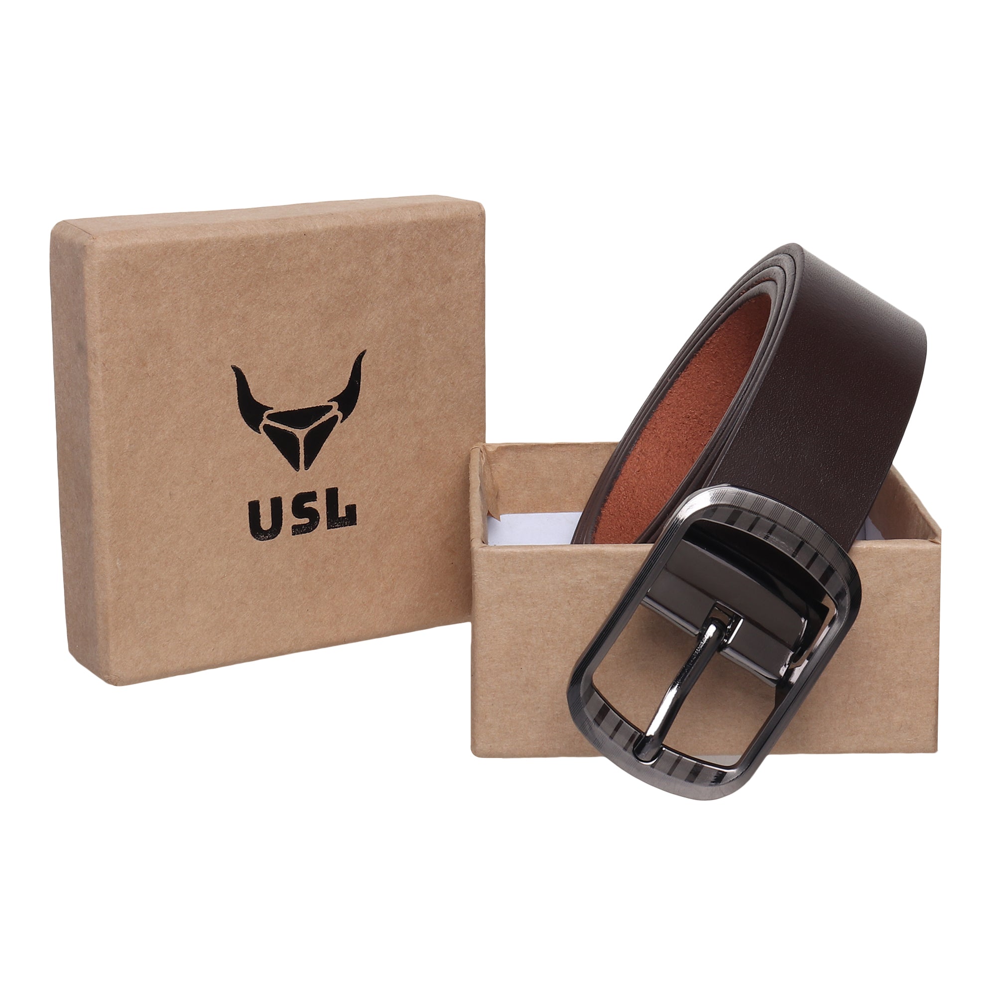 USL Casual Original Leather Belt for Men Color -Black Waist belt