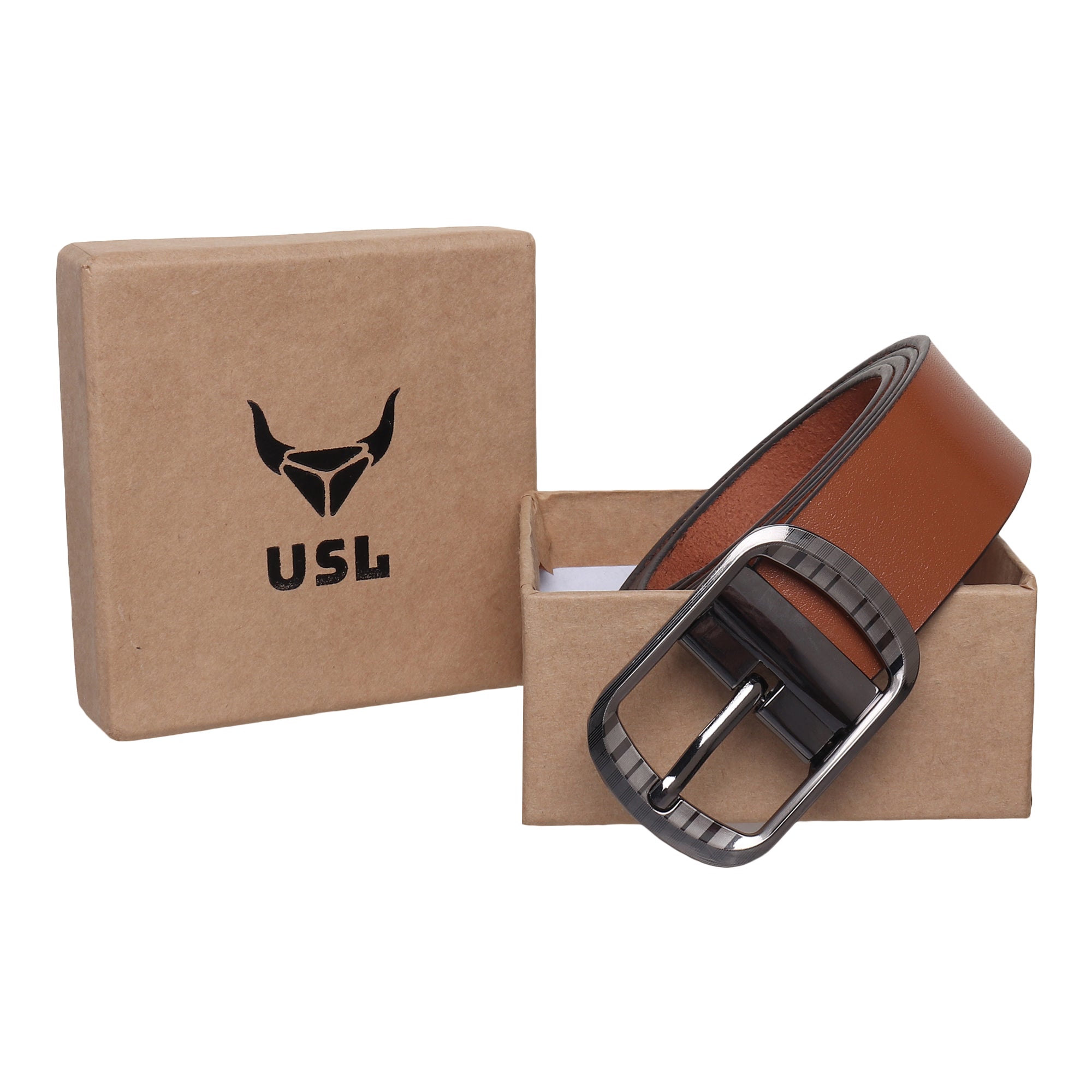 USL Casual Original Leather Belt for Men Color -Black Waist belt