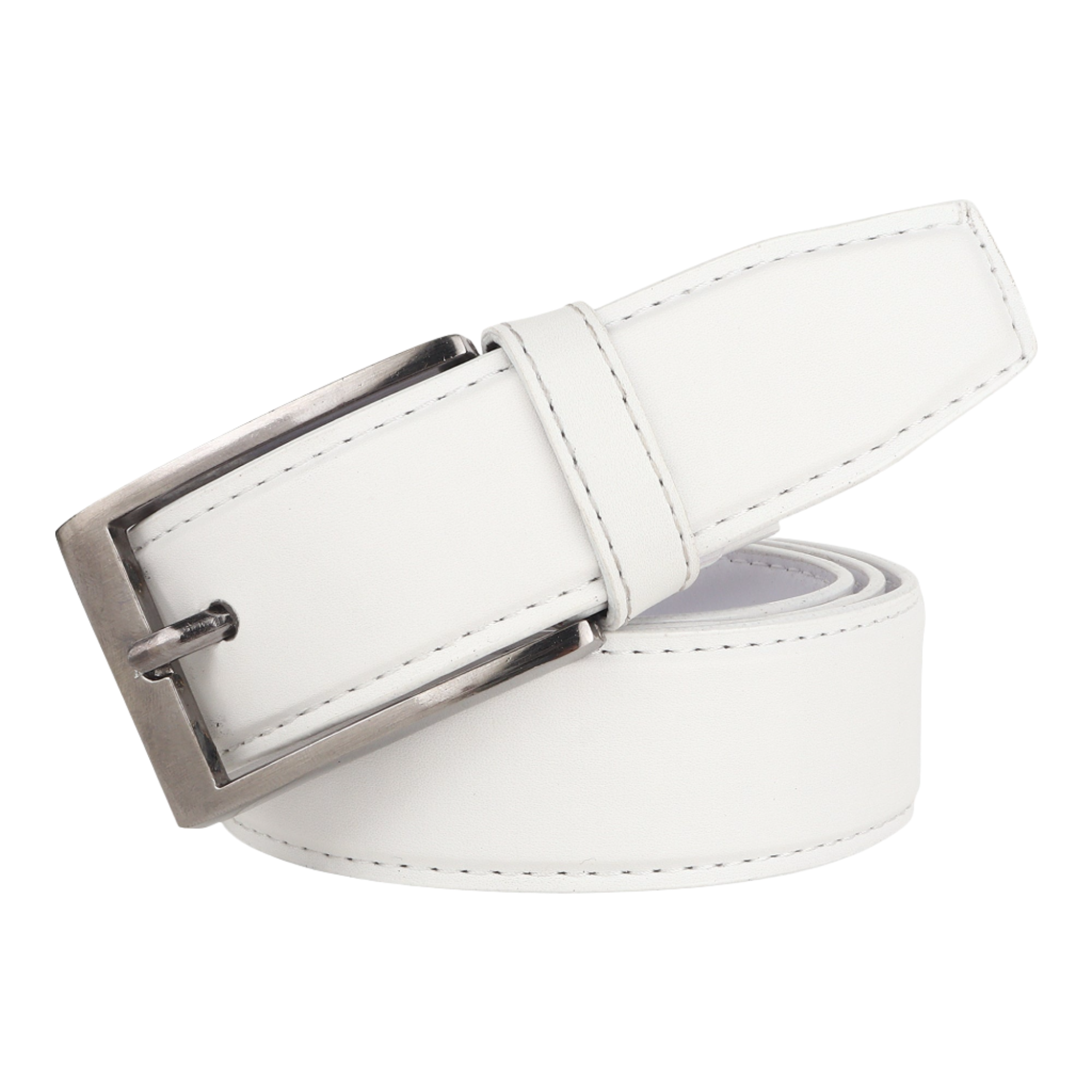 USL Faux Leather Cowboy white Belt for Men - Adjustable Size Fits Waist 28-42 Inches - Durable and Stylish Accessory