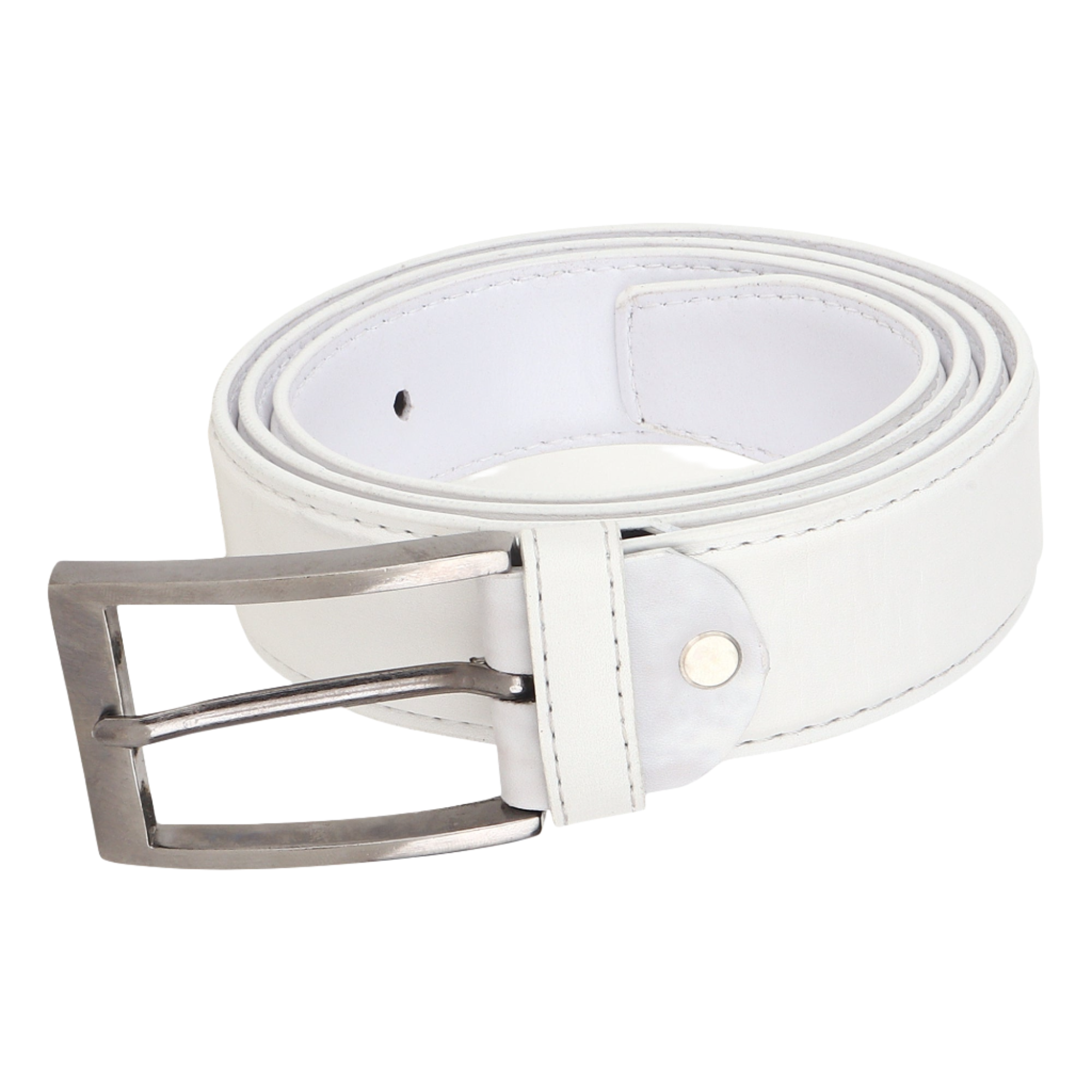 USL Faux Leather Cowboy white Belt for Men - Adjustable Size Fits Waist 28-42 Inches - Durable and Stylish Accessory